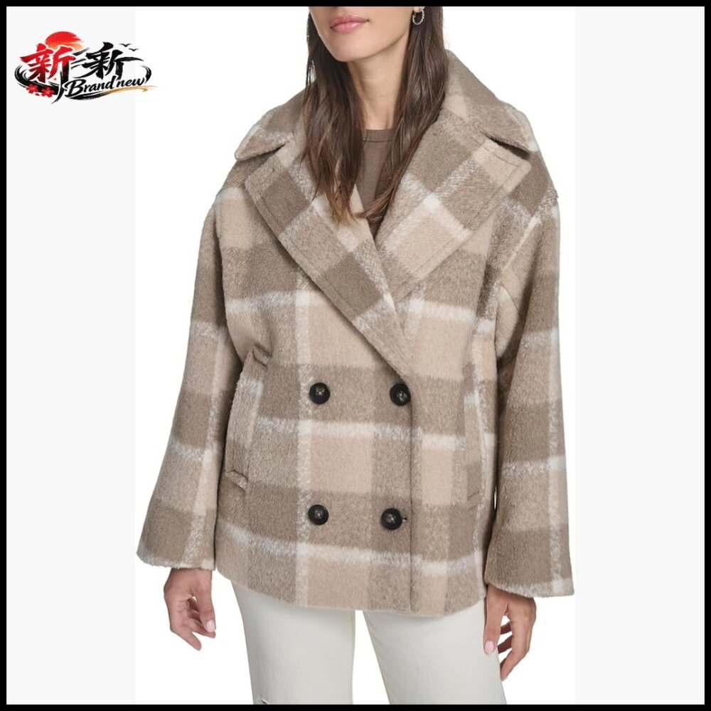 Faux Wool Peacoat With Removable Sherpa Collar